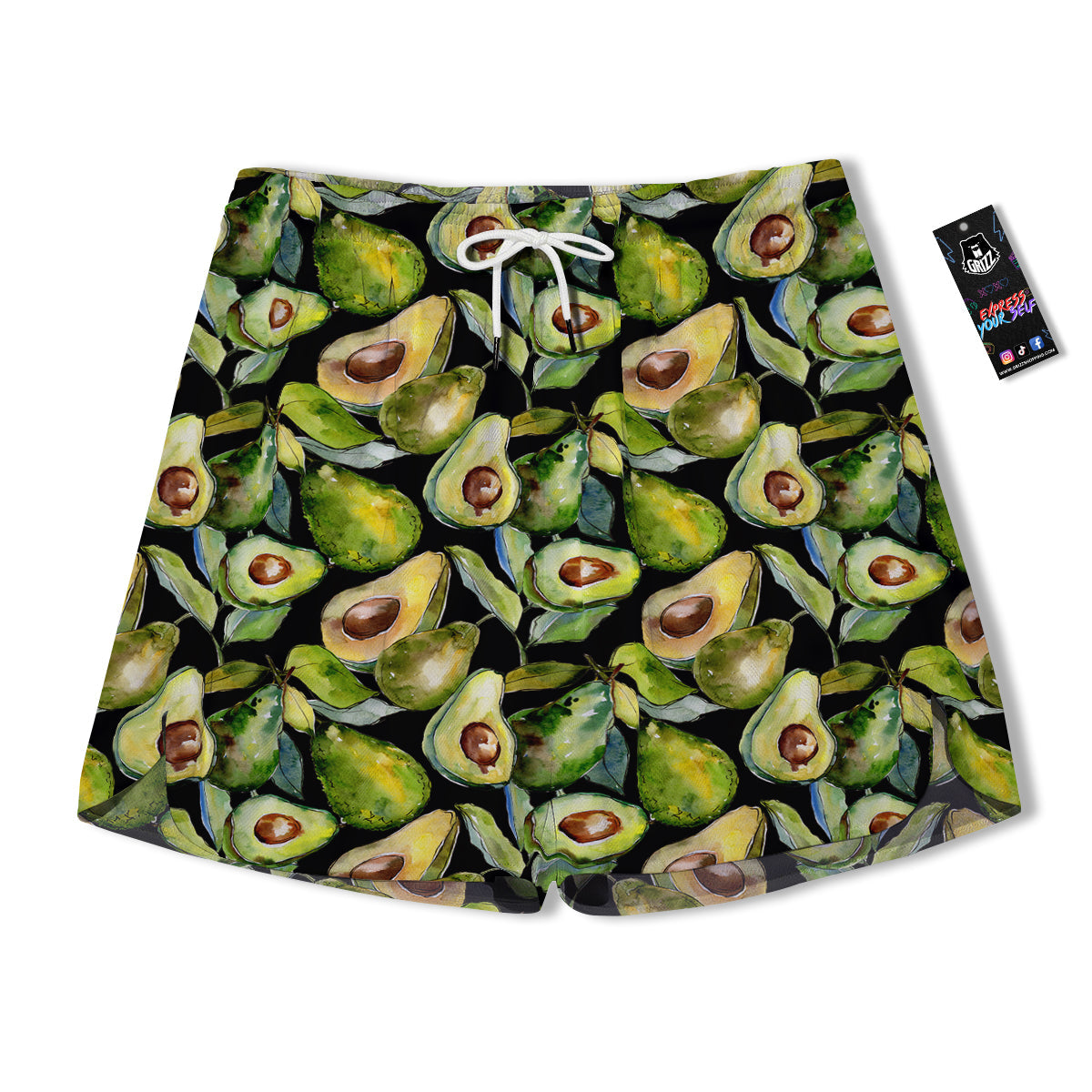Avocado Watercolor Print Pattern Men's Running Shorts-grizzshop