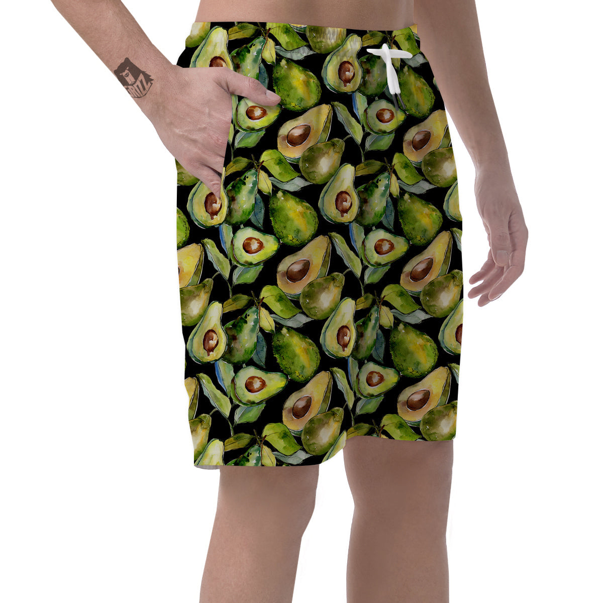 Avocado Watercolor Print Pattern Men's Shorts-grizzshop