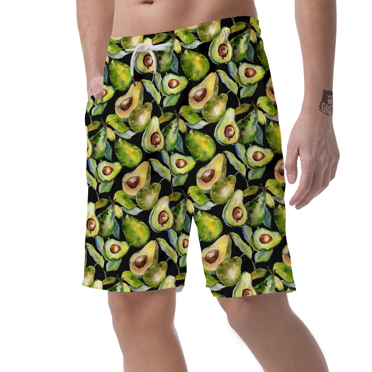 Avocado Watercolor Print Pattern Men's Shorts-grizzshop