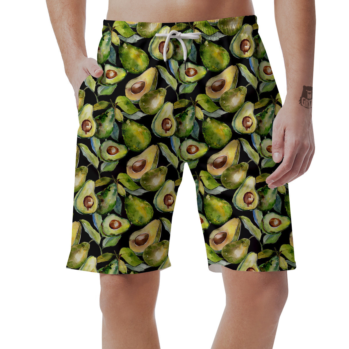 Avocado Watercolor Print Pattern Men's Shorts-grizzshop