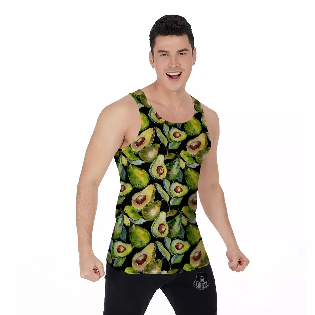Avocado Watercolor Print Pattern Men's Tank Top-grizzshop