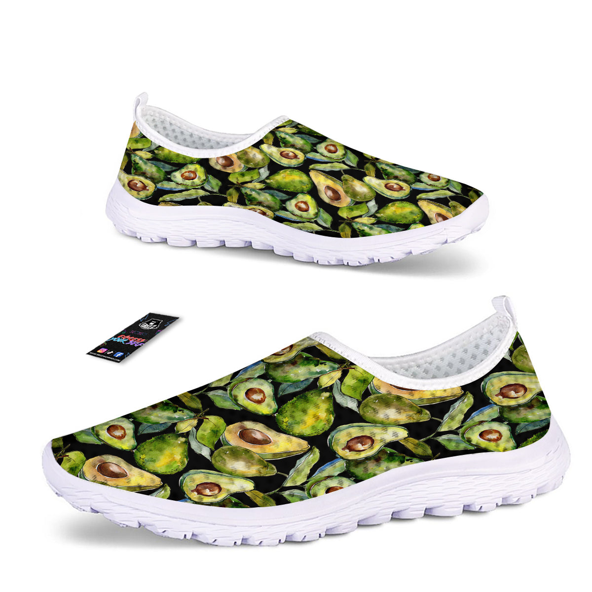 Avocado Watercolor Print Pattern Nurse Shoes-grizzshop