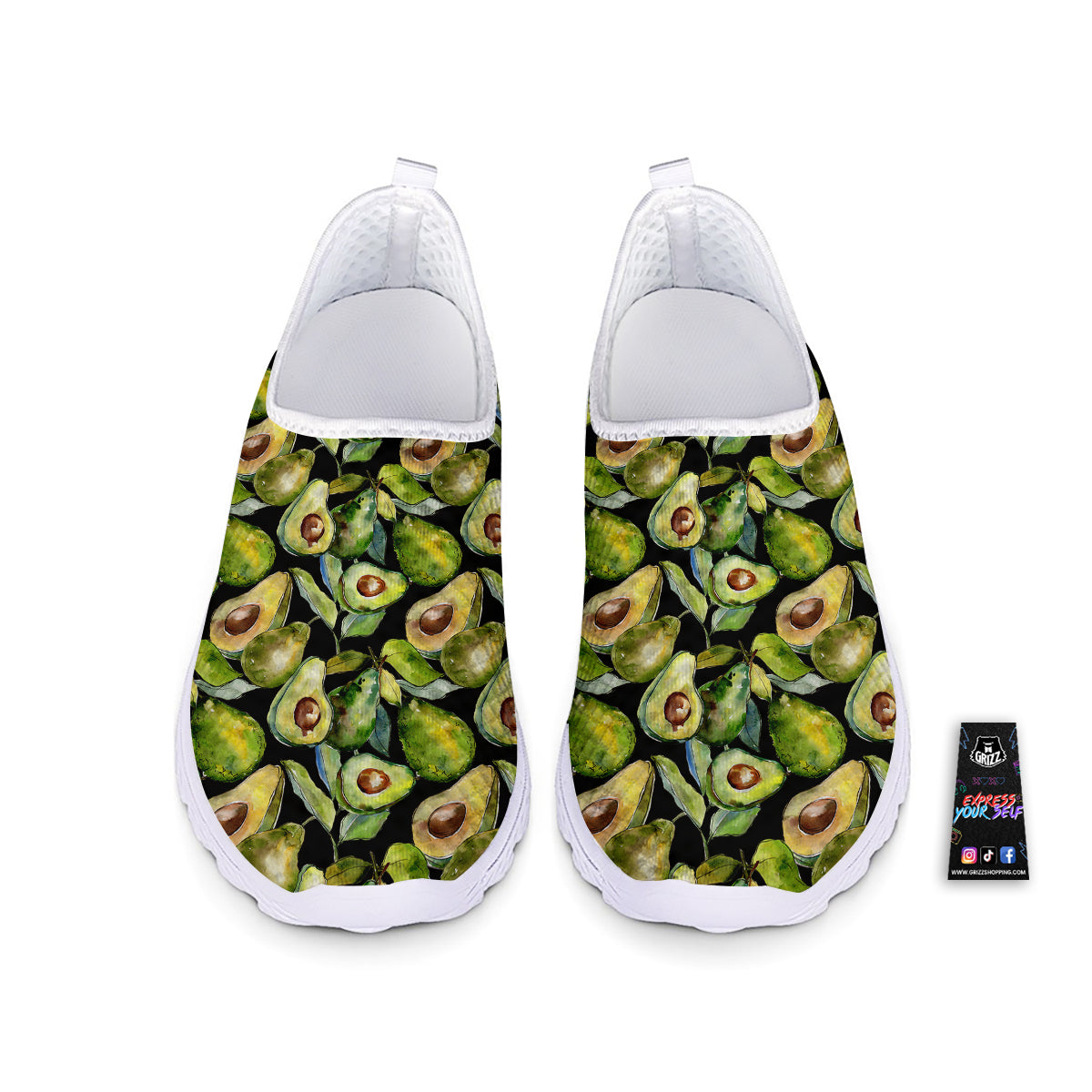 Avocado Watercolor Print Pattern Nurse Shoes-grizzshop