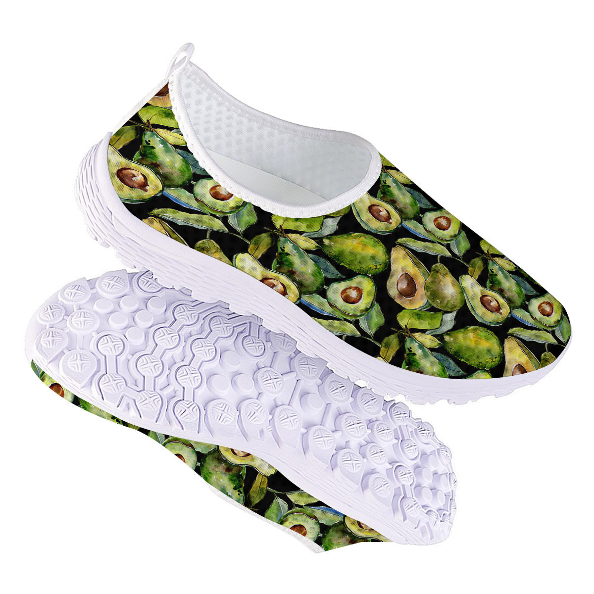 Avocado Watercolor Print Pattern Nurse Shoes-grizzshop