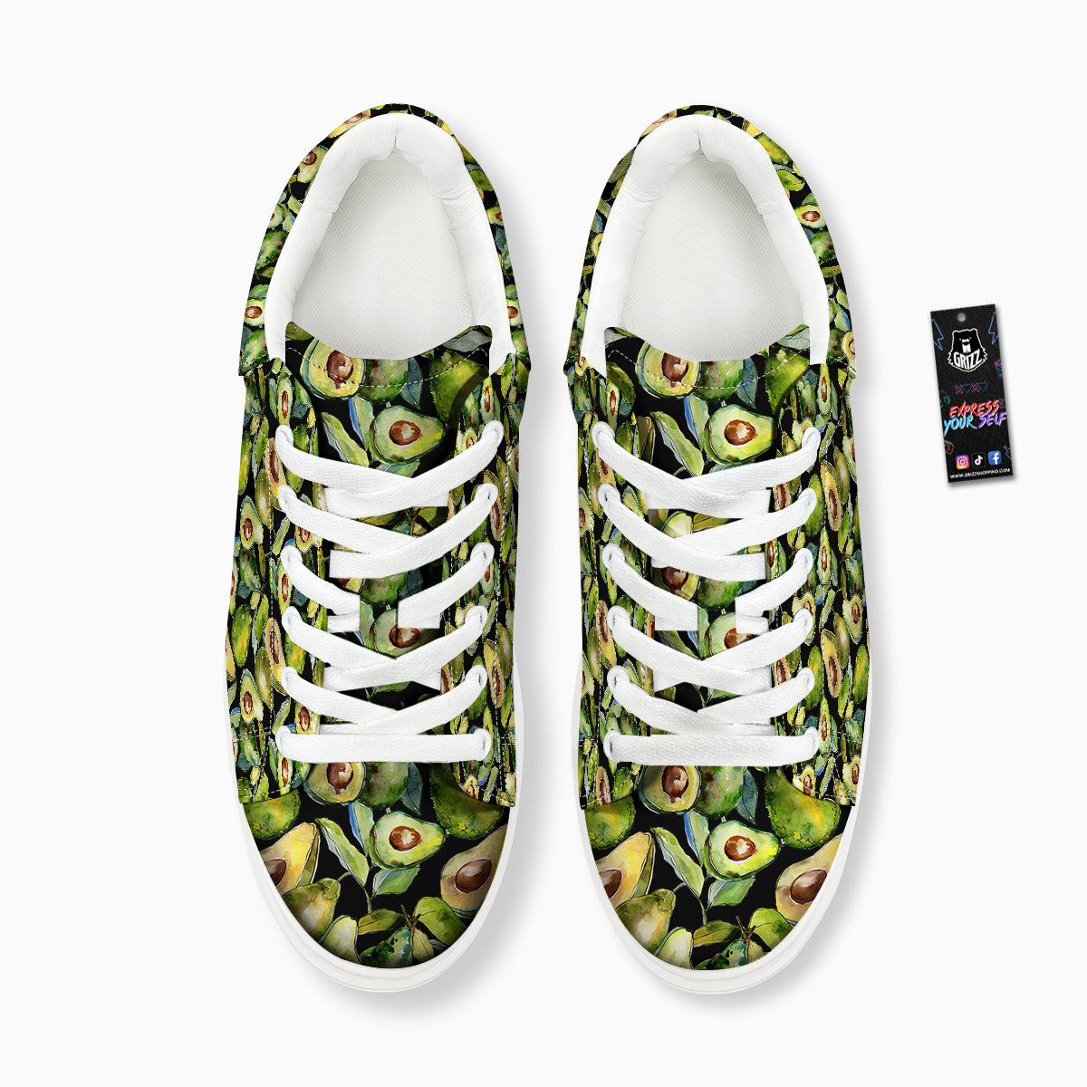 Avocado Watercolor Print Pattern Platform Shoes-grizzshop