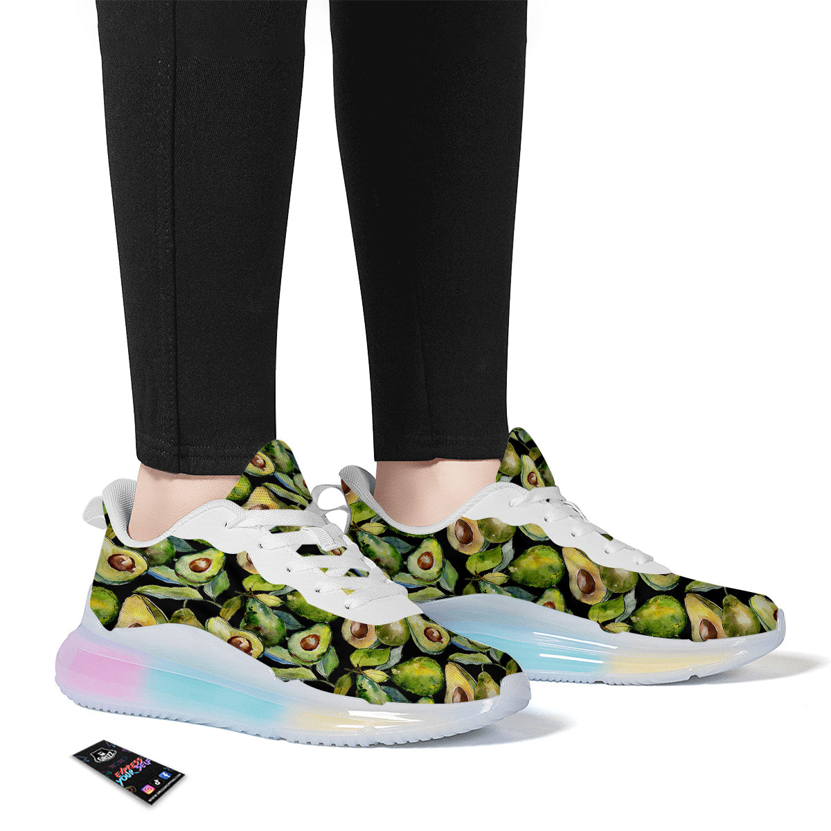 Avocado Watercolor Print Pattern Running Sneakers-grizzshop