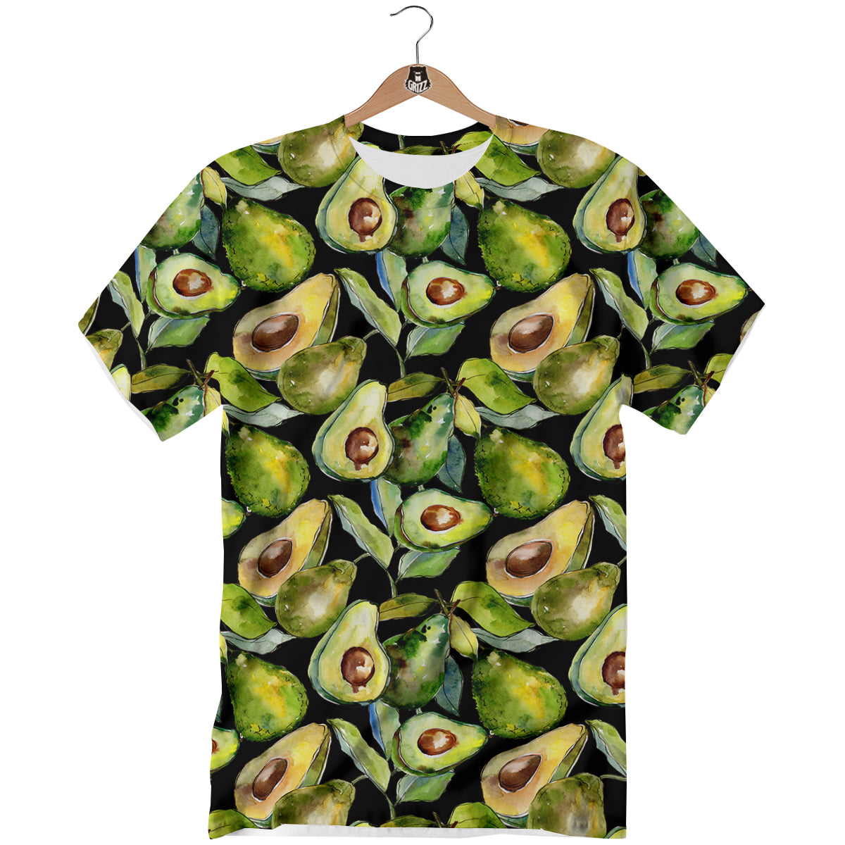 Avocado Watercolor Print Pattern T-Shirt-grizzshop