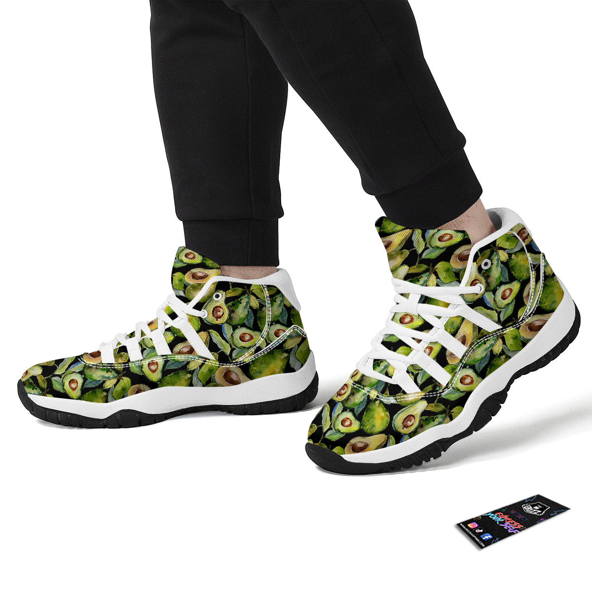 Avocado Watercolor Print Pattern White Bball Shoes-grizzshop