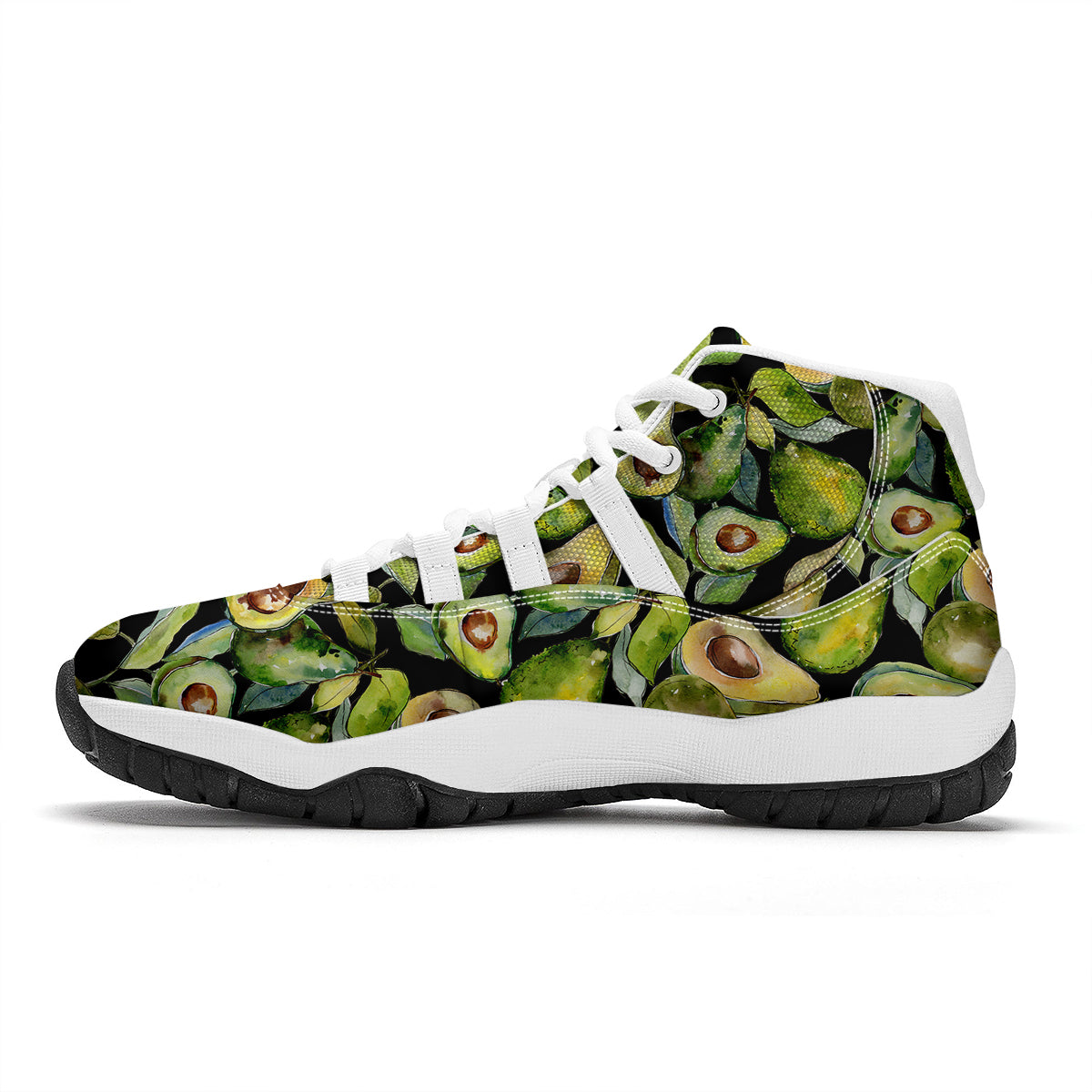 Avocado Watercolor Print Pattern White Bball Shoes-grizzshop