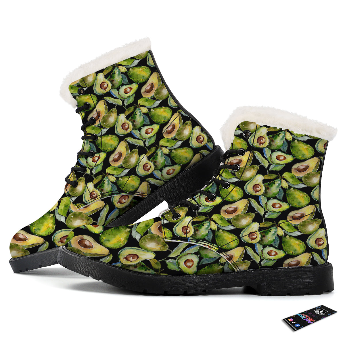 Avocado Watercolor Print Pattern Winter Boots-grizzshop