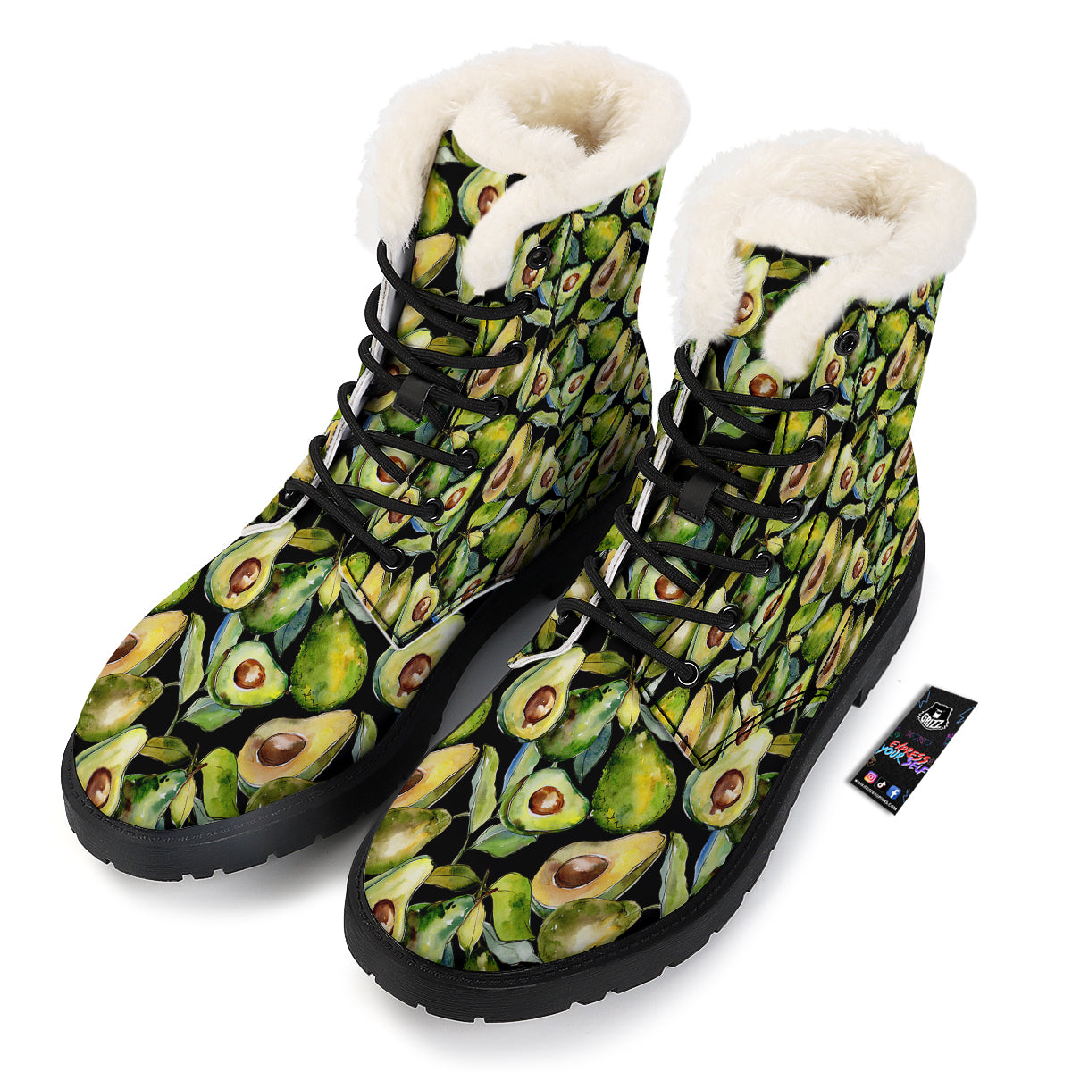 Avocado Watercolor Print Pattern Winter Boots-grizzshop