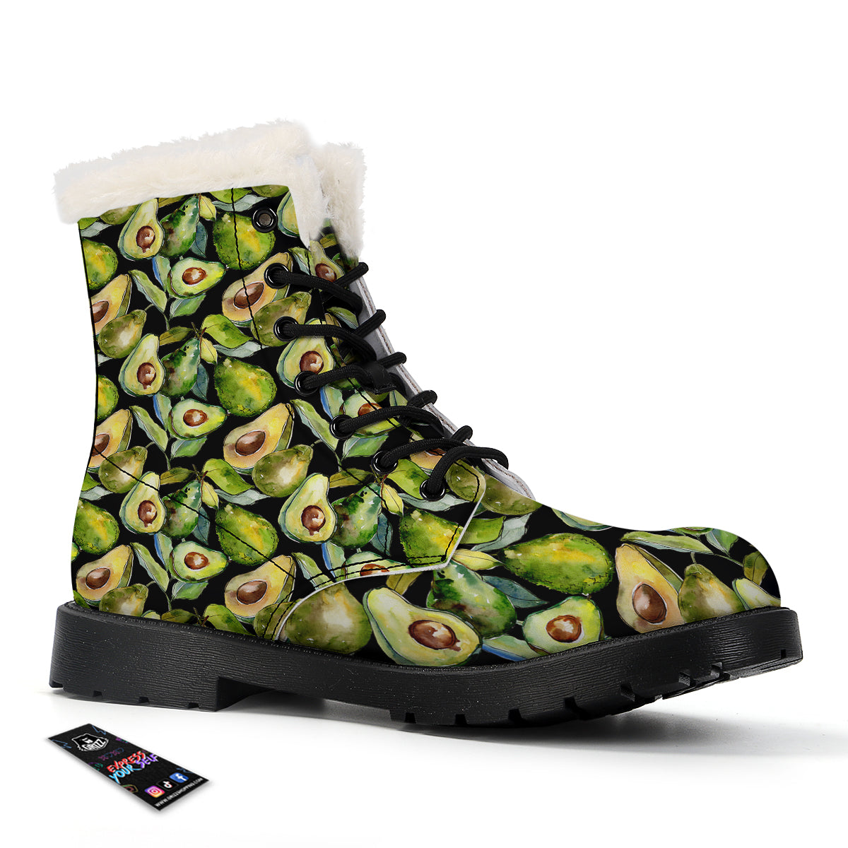 Avocado Watercolor Print Pattern Winter Boots-grizzshop