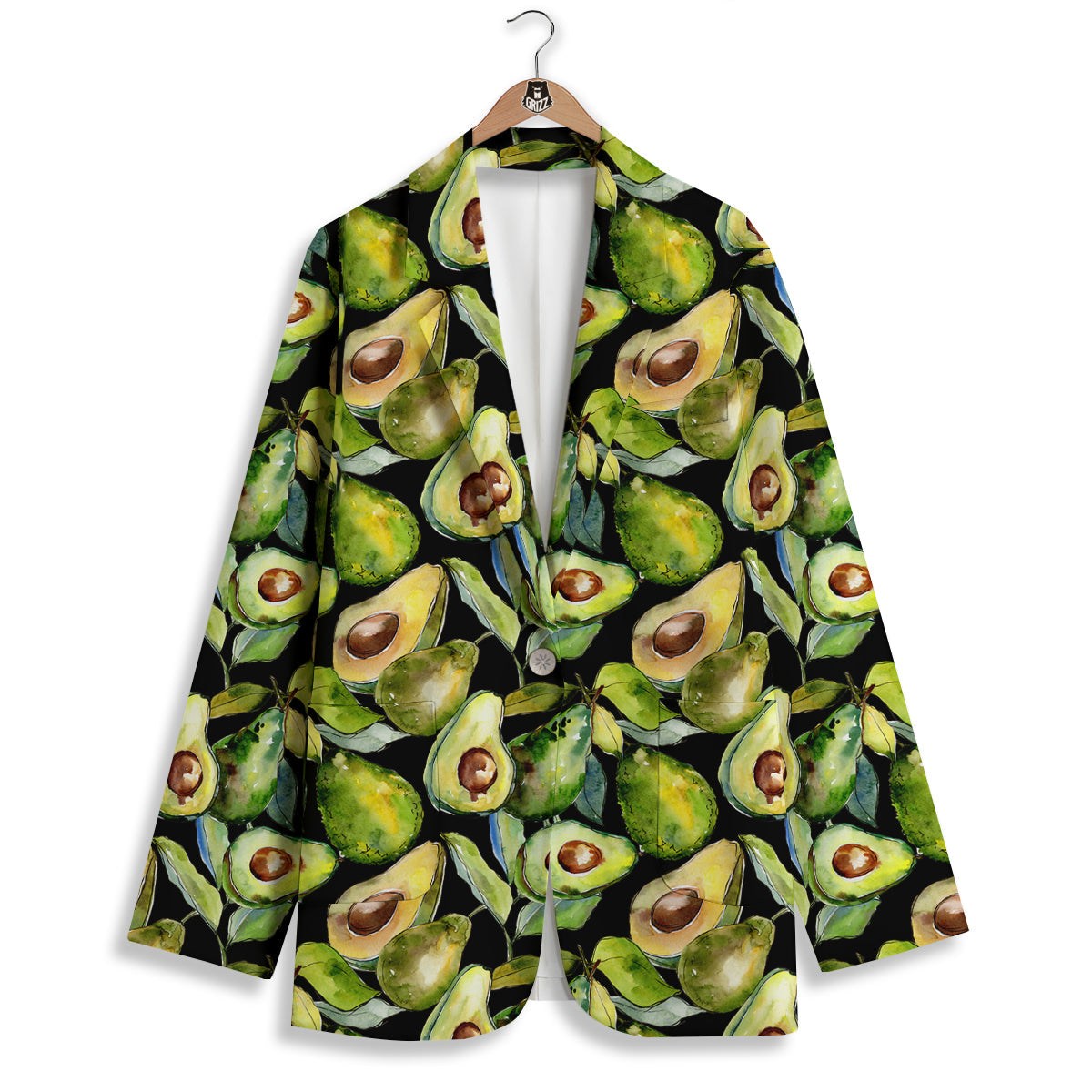Avocado Watercolor Print Pattern Women's Blazer-grizzshop