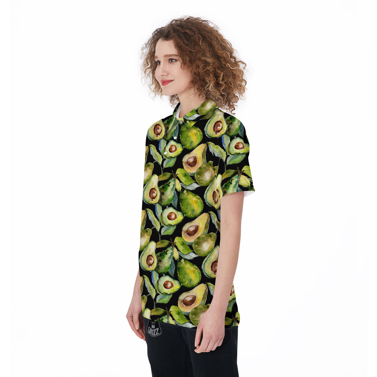 Avocado Watercolor Print Pattern Women's Golf Shirts-grizzshop
