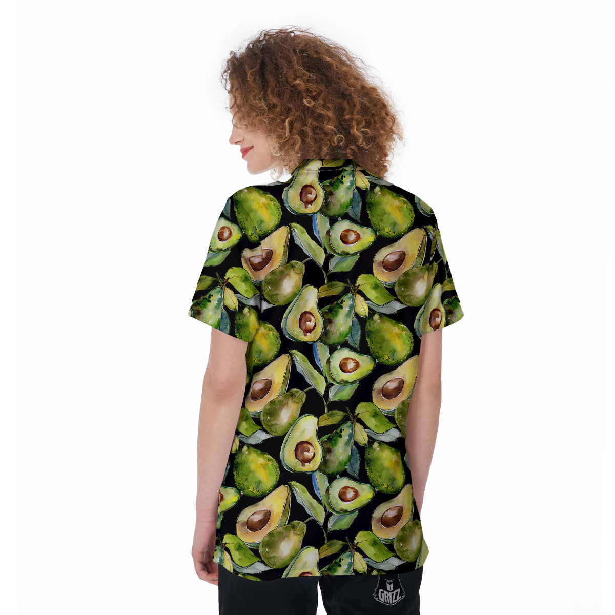 Avocado Watercolor Print Pattern Women's Golf Shirts-grizzshop