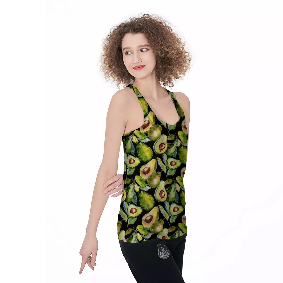 Avocado Watercolor Print Pattern Women's Racerback Tank Top-grizzshop