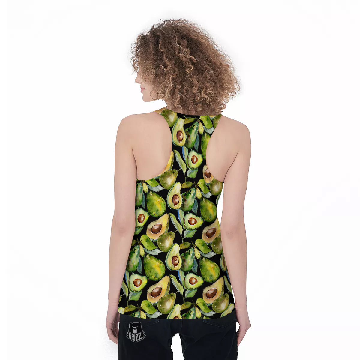 Avocado Watercolor Print Pattern Women's Racerback Tank Top-grizzshop