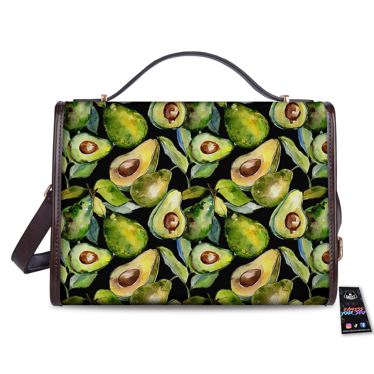 Avocado Watercolor Print Pattern Women's Satchel Bag-grizzshop
