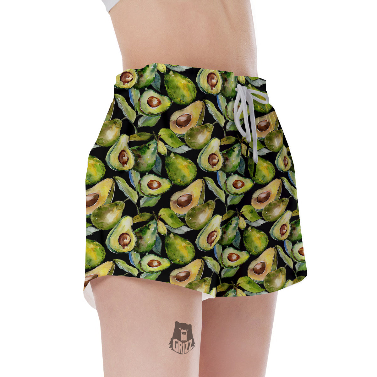 Avocado Watercolor Print Pattern Women's Shorts-grizzshop