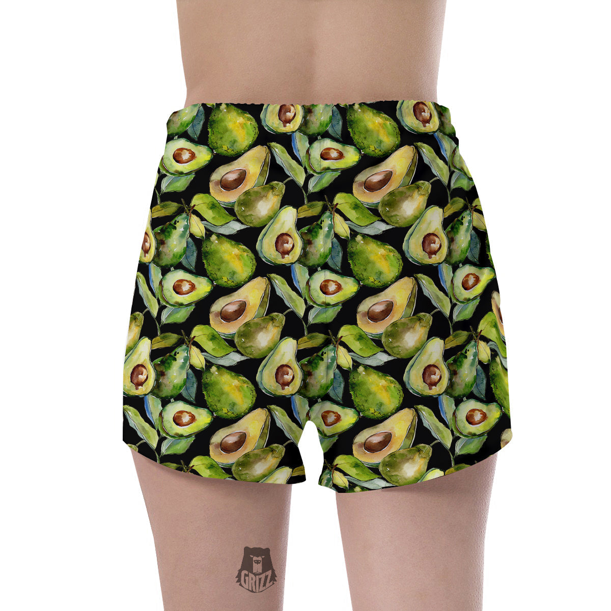 Avocado Watercolor Print Pattern Women's Shorts-grizzshop