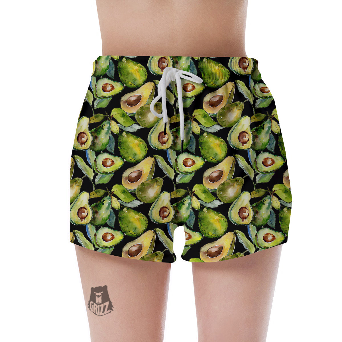 Avocado Watercolor Print Pattern Women's Shorts-grizzshop