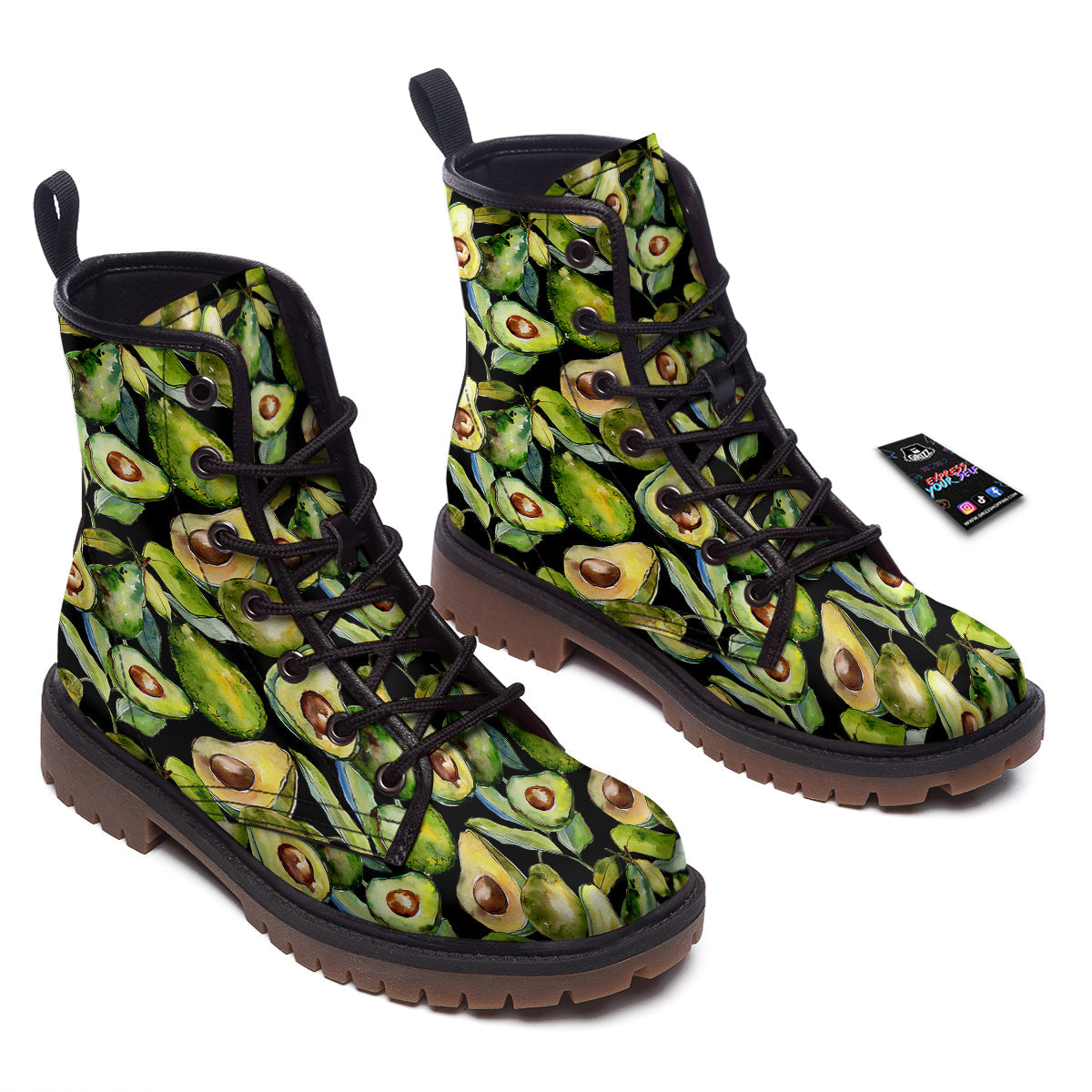 Avocado Watercolor Print Pattern Work Boots-grizzshop
