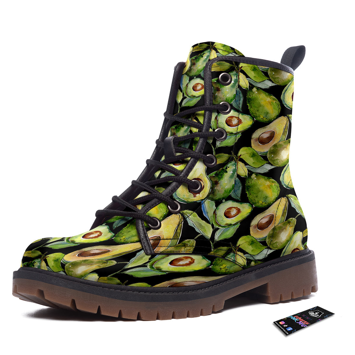Avocado Watercolor Print Pattern Work Boots-grizzshop