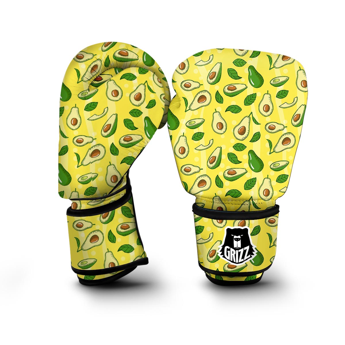 Avocado Yellow Patttern Print Boxing Gloves-grizzshop