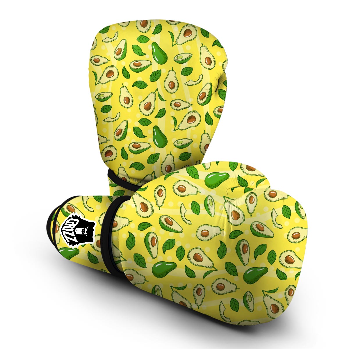 Avocado Yellow Patttern Print Boxing Gloves-grizzshop