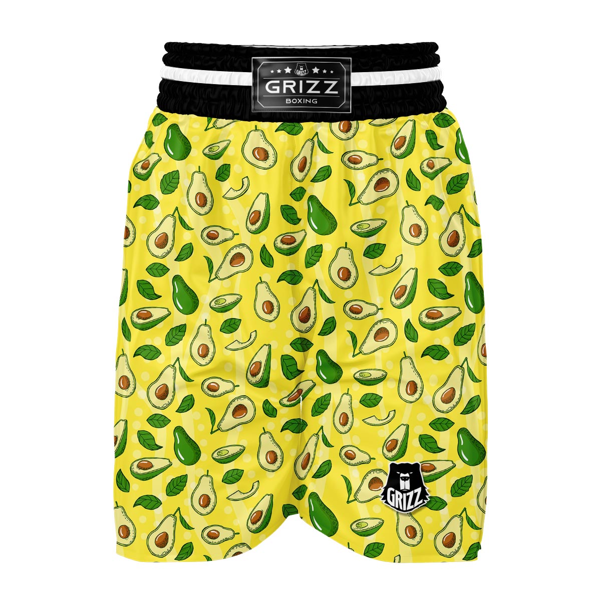 Avocado Yellow Patttern Print Boxing Shorts-grizzshop