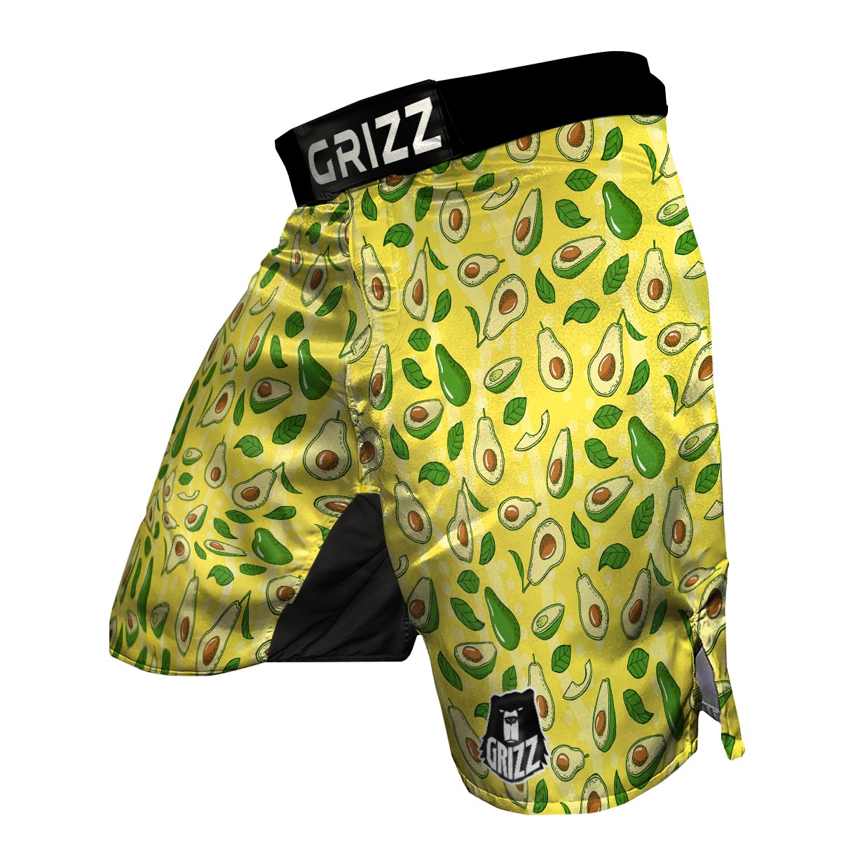 Avocado Yellow Patttern Print MMA Shorts-grizzshop