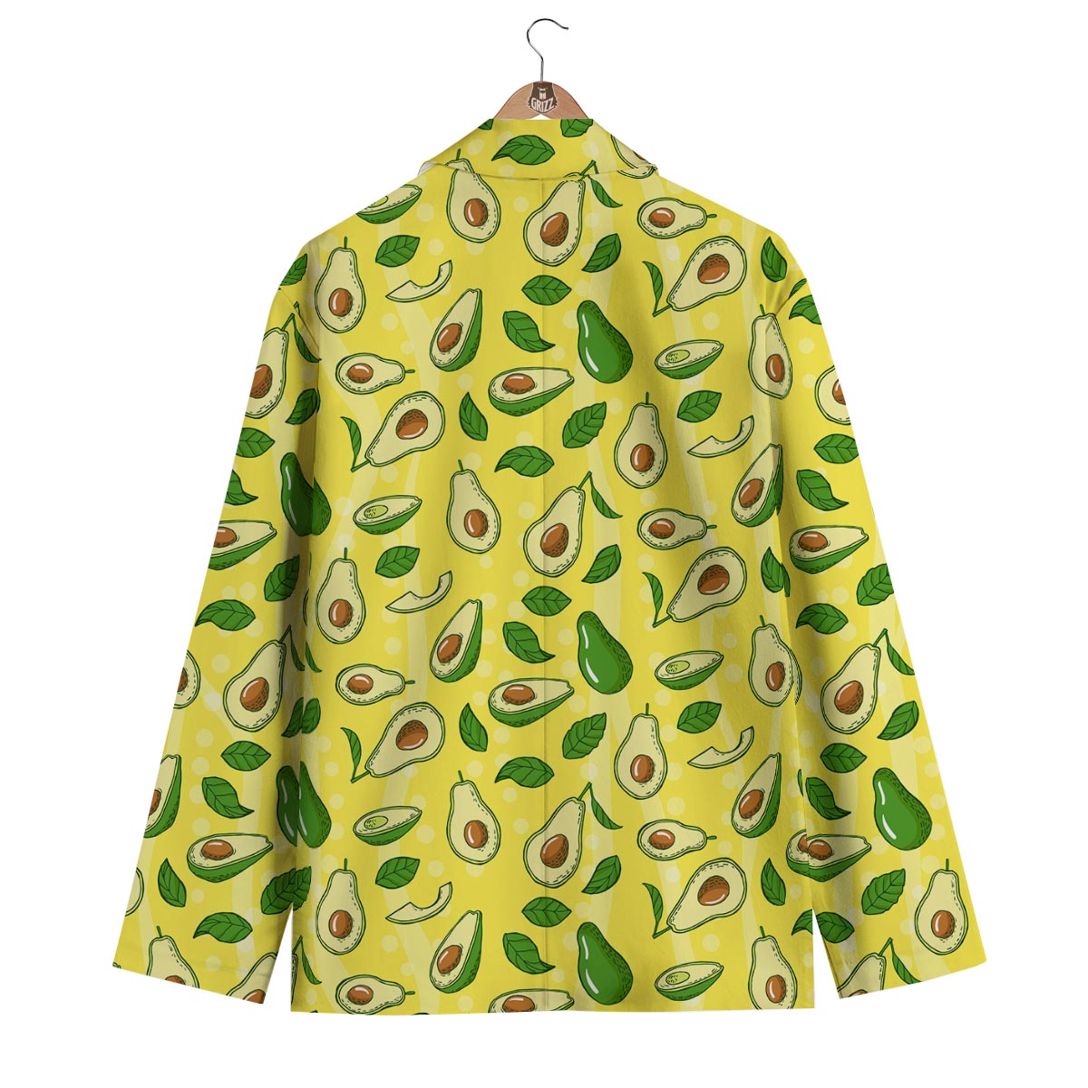 Avocado Yellow Patttern Print Men's Blazer-grizzshop