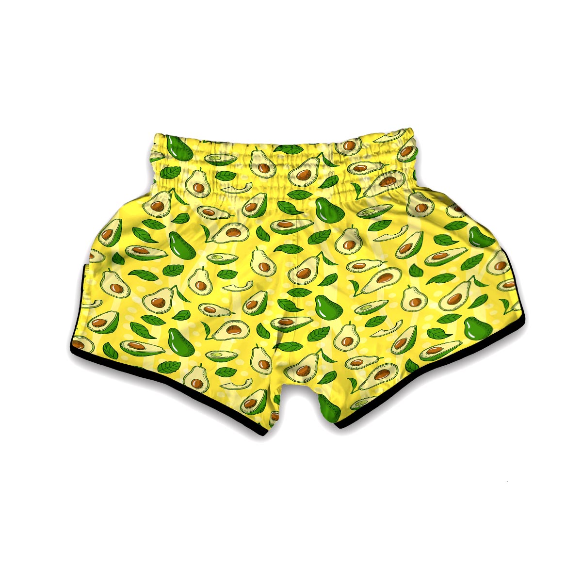 Avocado Yellow Patttern Print Muay Thai Boxing Shorts-grizzshop