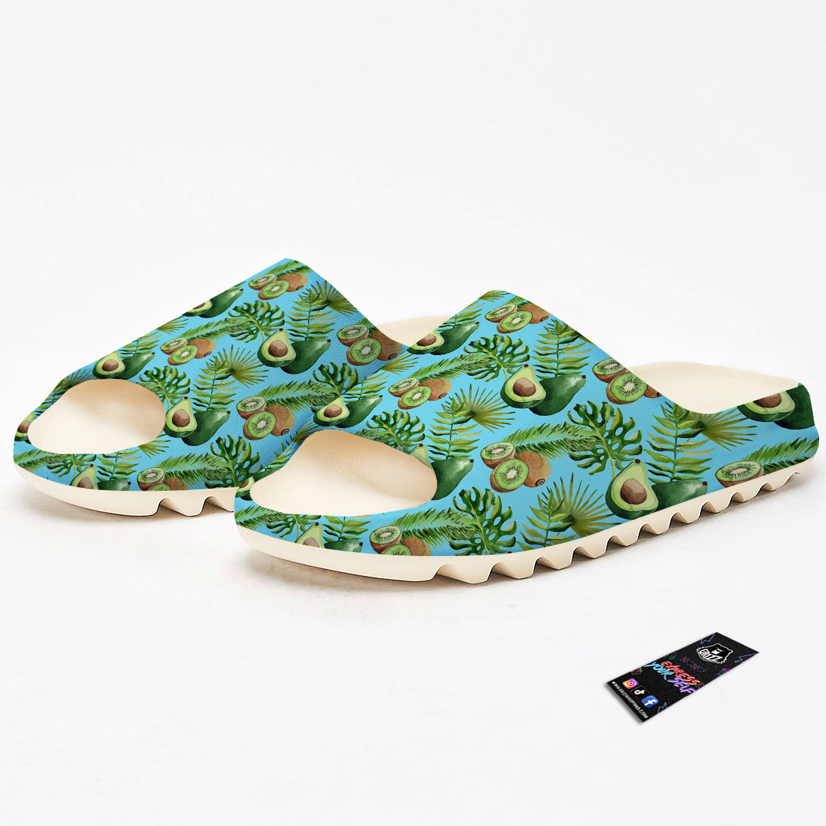 Avocado And Watercolor Kiwi Print Pattern Sandals-grizzshop