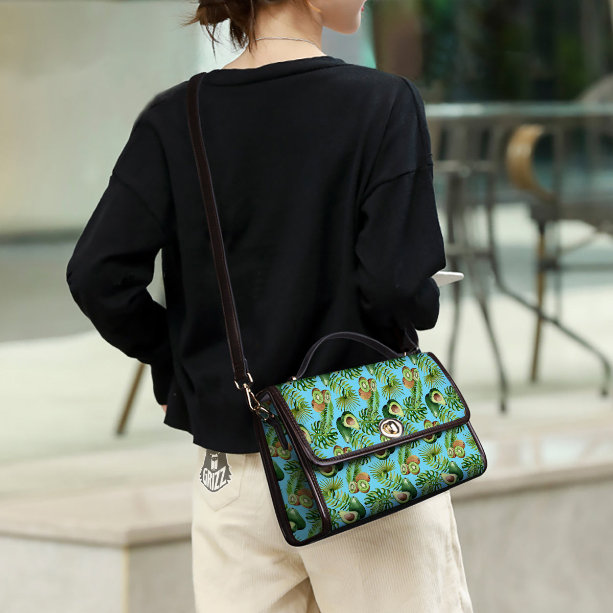 Avocado And Watercolor Kiwi Print Pattern Women's Satchel Bag