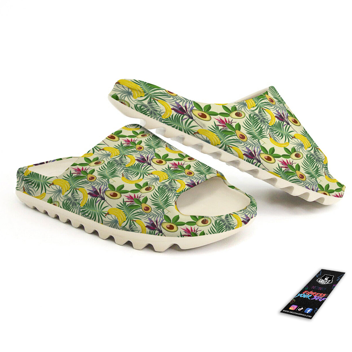 Avocado Banana Leaf Print Pattern Sandals-grizzshop