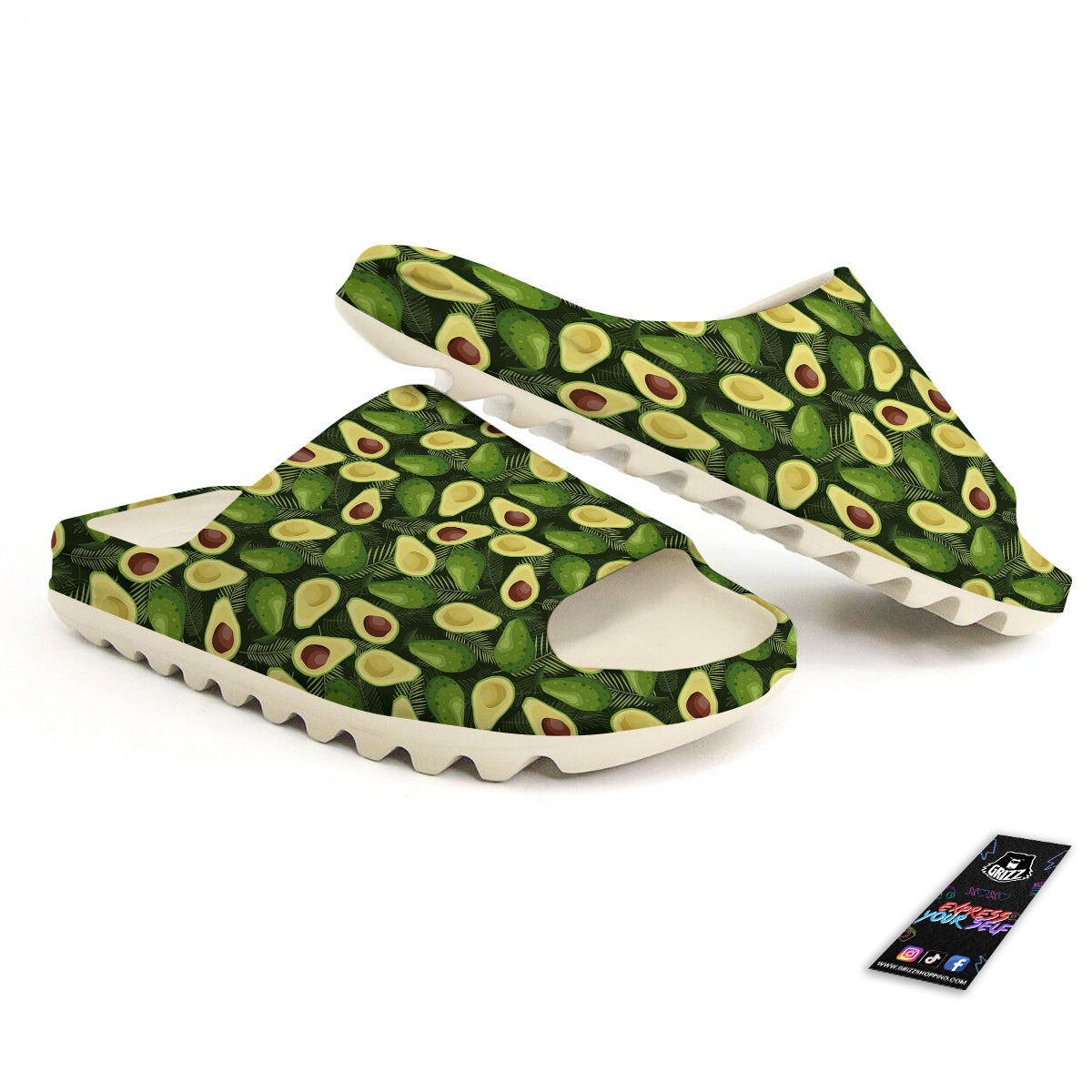 Avocado Half Cut Print Pattern Sandals-grizzshop