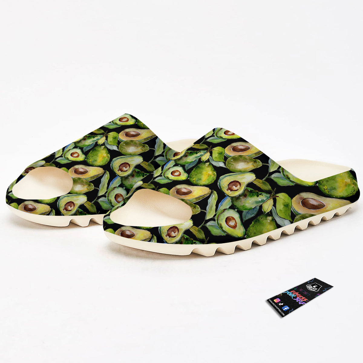 Avocado Watercolor Print Pattern Sandals-grizzshop