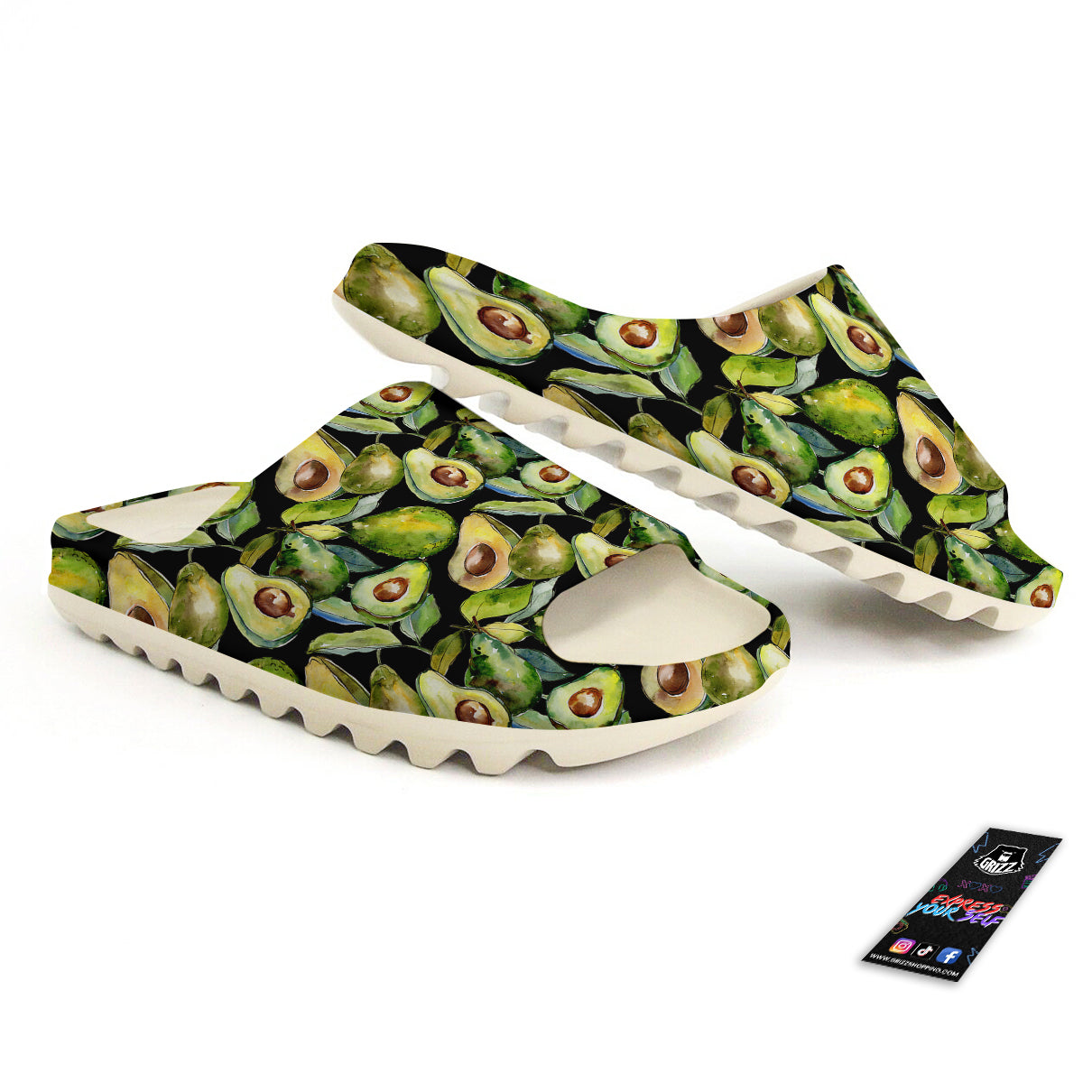 Avocado Watercolor Print Pattern Sandals-grizzshop