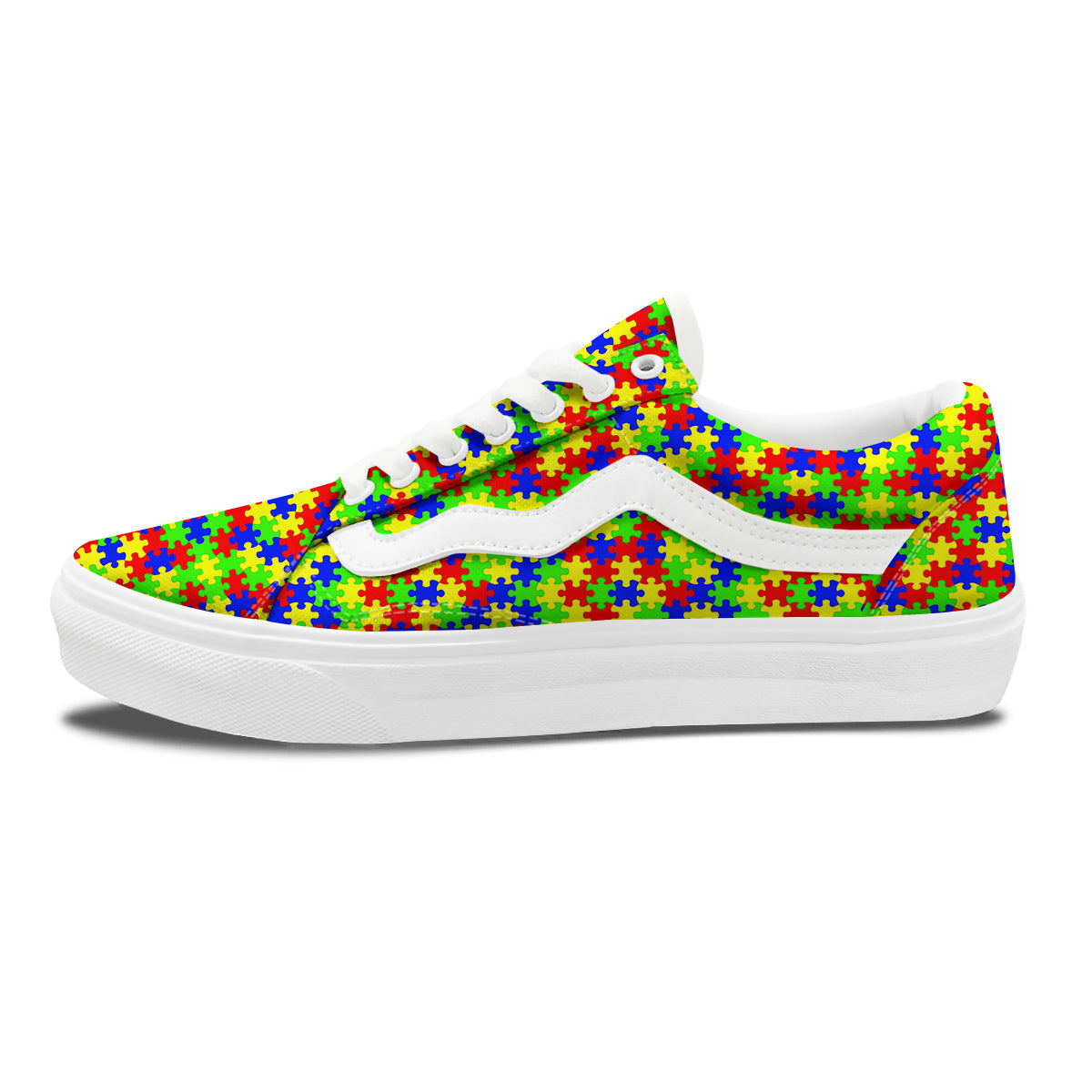 Awareness Jigsaw Colorful Autism Print Skate Shoes-grizzshop