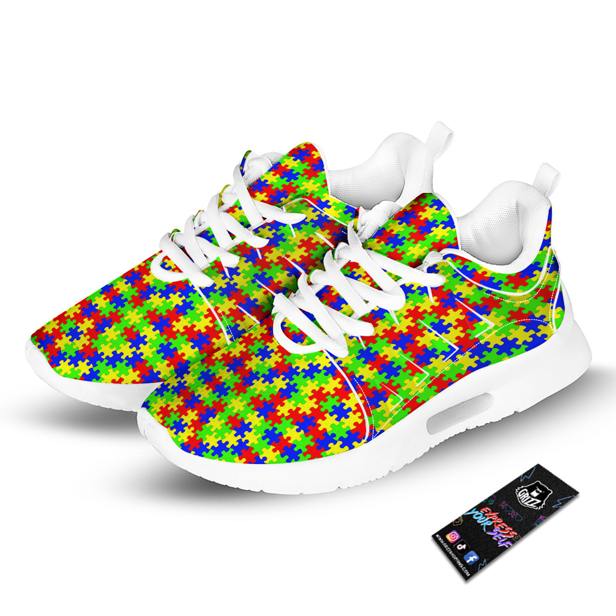 Awareness Jigsaw Colorful Autism Print Tennis Shoes-grizzshop