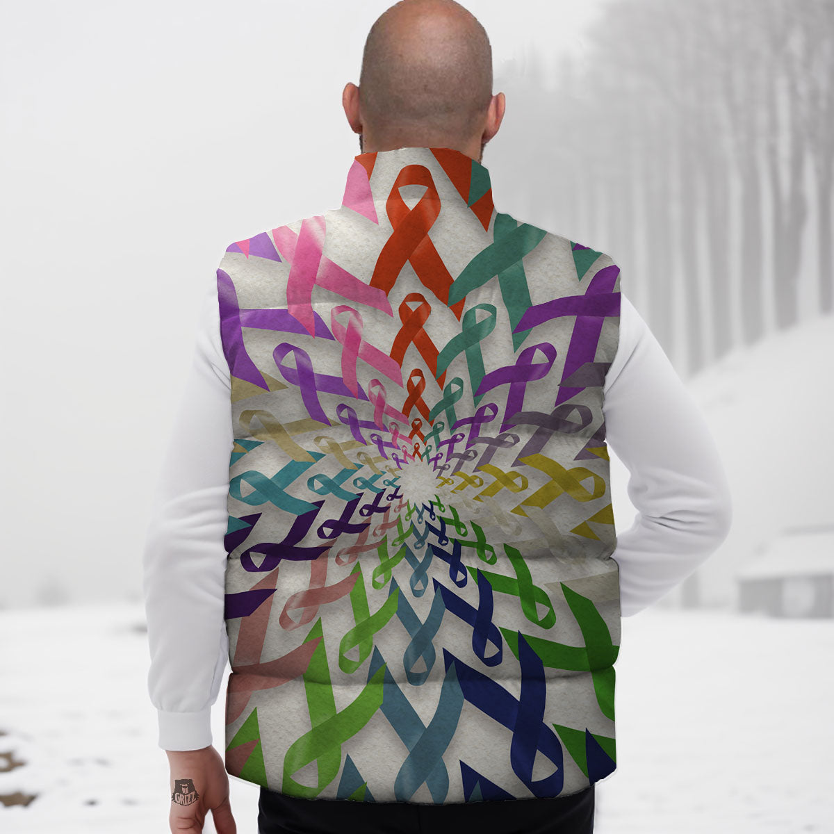 Awareness Mandala Cancer Print Down Vest