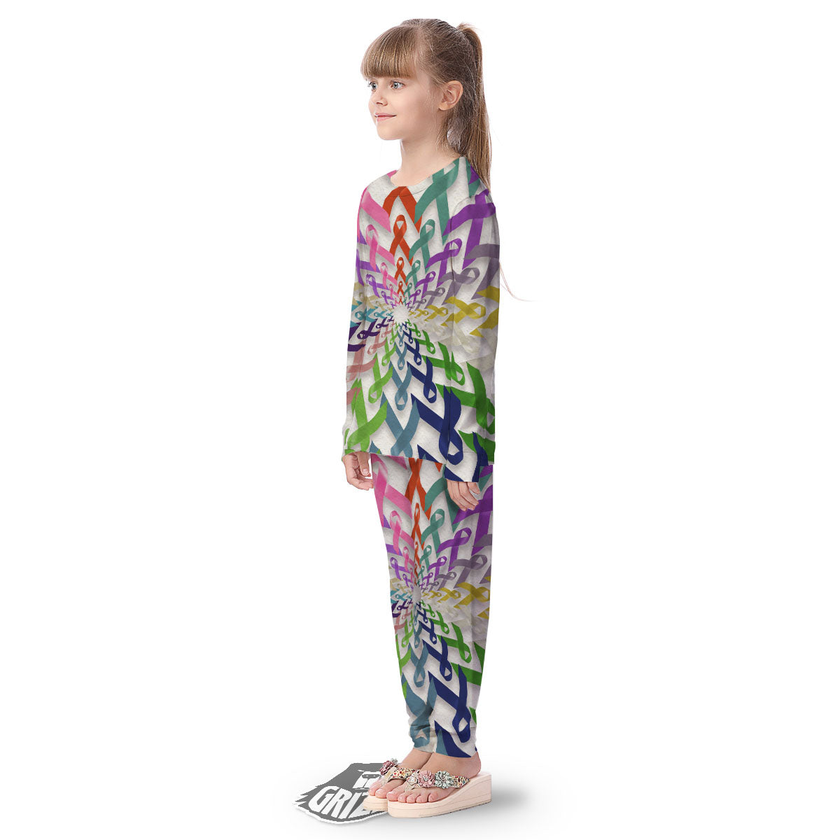 Awareness Mandala Cancer Print Kid's Pajamas-grizzshop