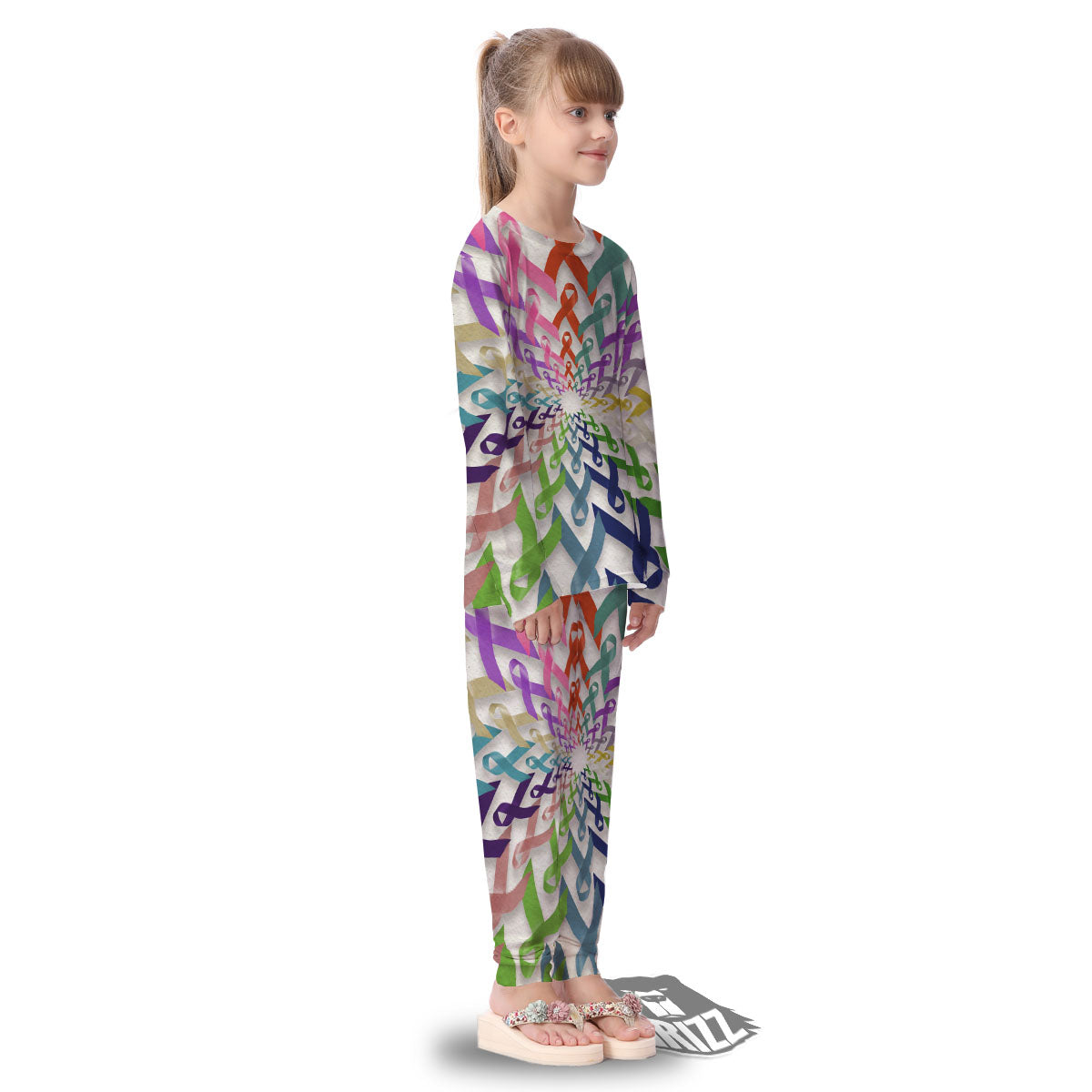Awareness Mandala Cancer Print Kid's Pajamas-grizzshop