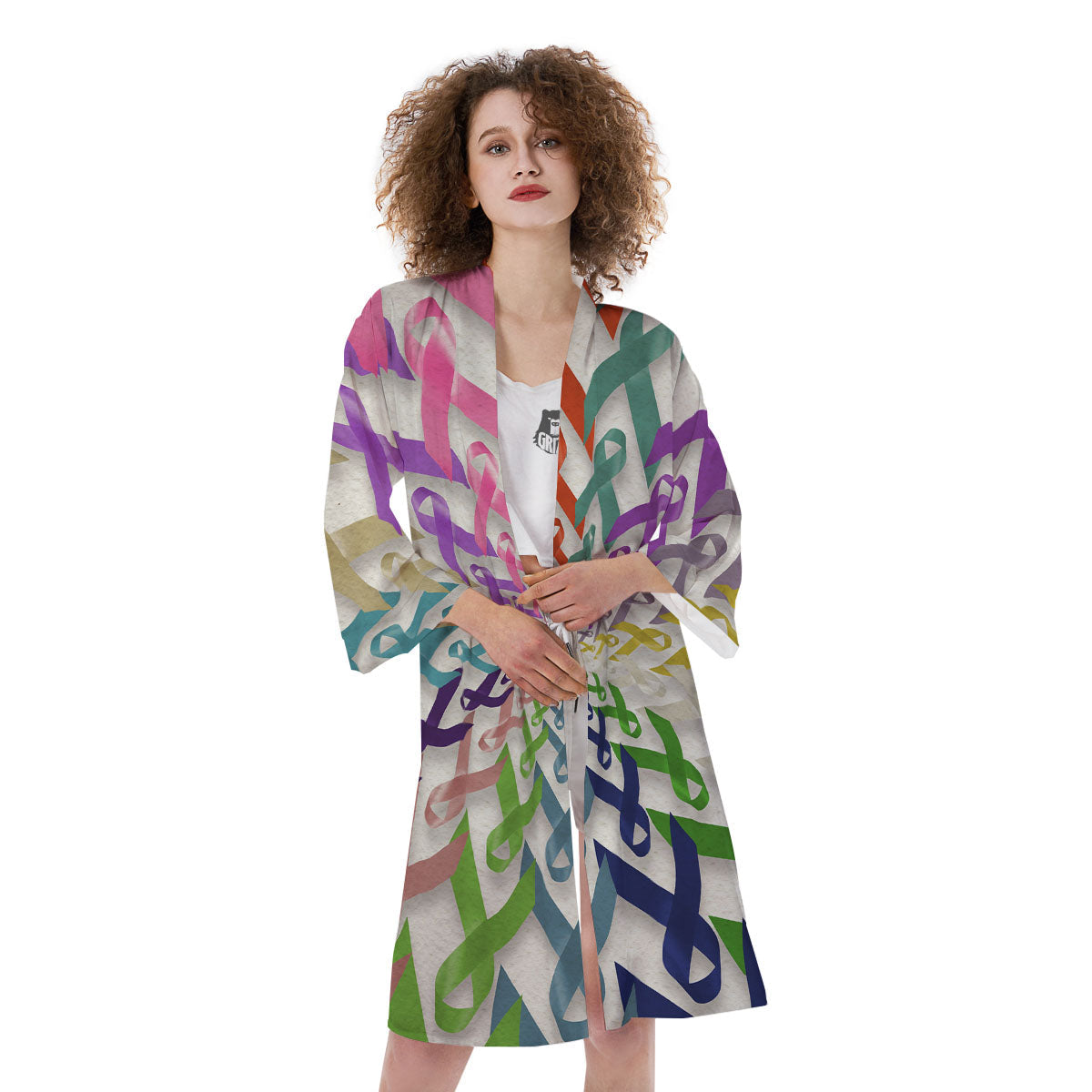 Awareness Mandala Cancer Print Kimono-grizzshop