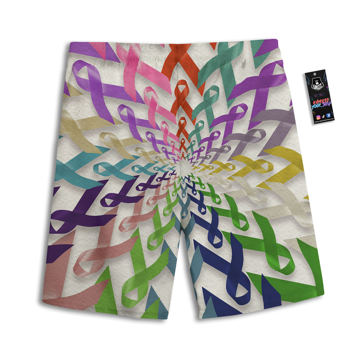 Awareness Mandala Cancer Print Men's Athletic Shorts