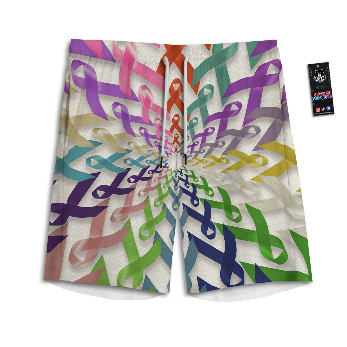 Awareness Mandala Cancer Print Men's Athletic Shorts