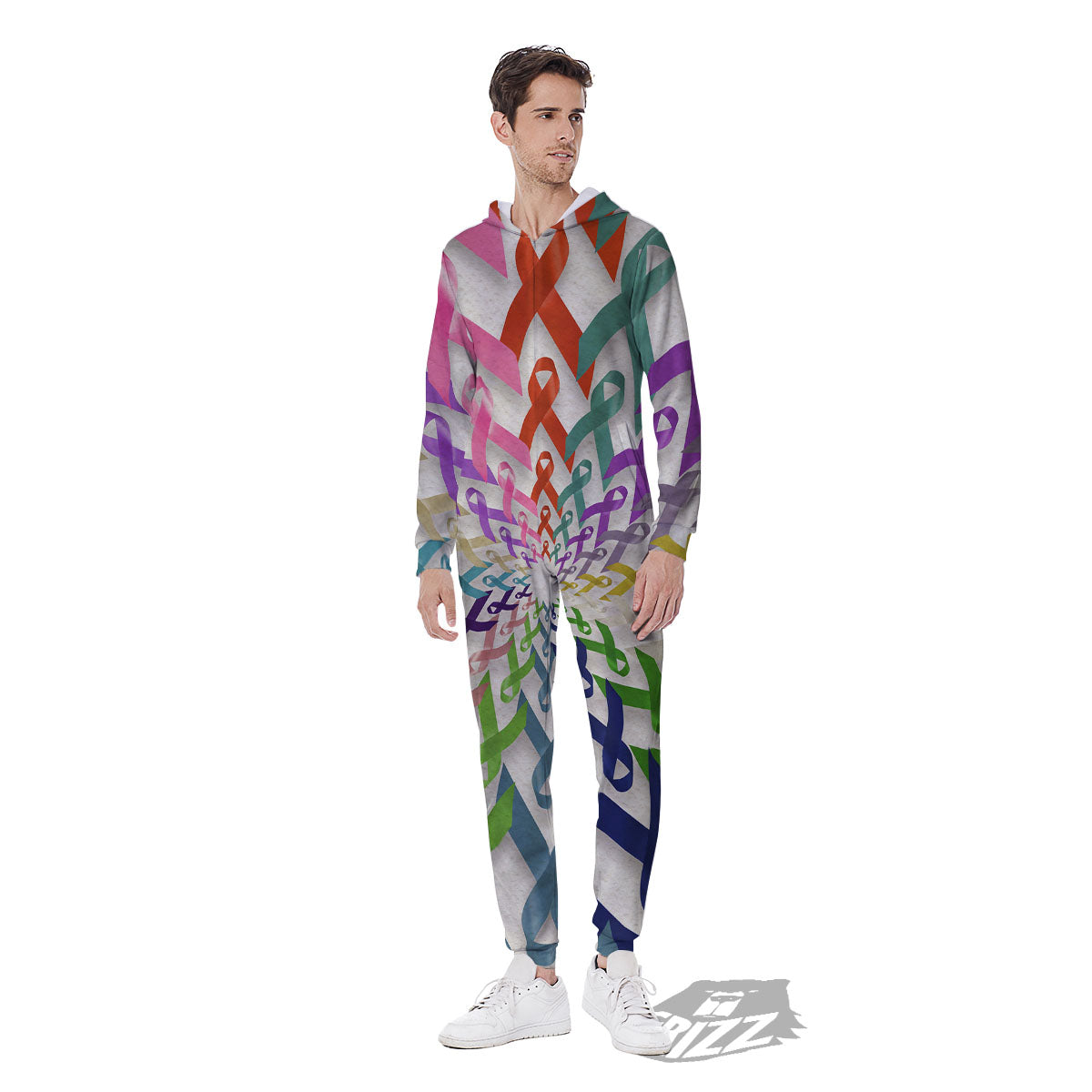 Awareness Mandala Cancer Print Men's Jumpsuit-grizzshop