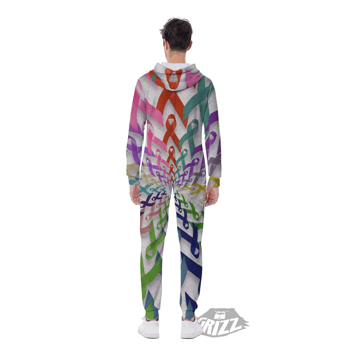 Awareness Mandala Cancer Print Men's Jumpsuit-grizzshop