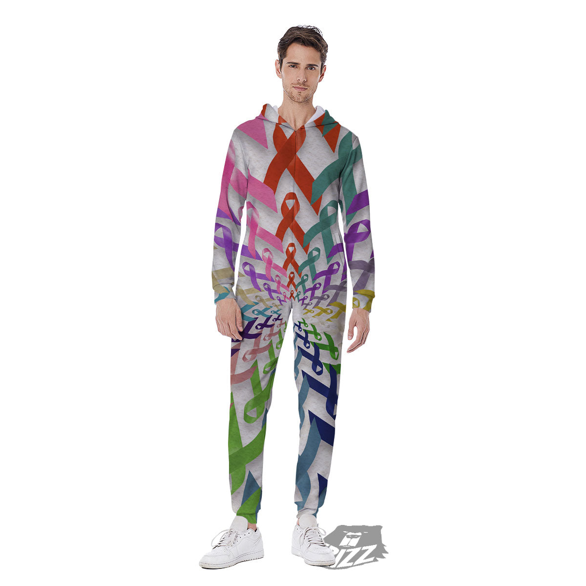 Awareness Mandala Cancer Print Men's Jumpsuit-grizzshop
